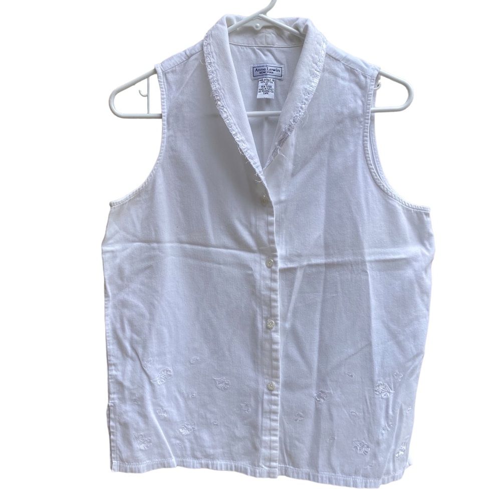 Anne Lewin a NYC DESIGNER white sleeveless cotton top for women